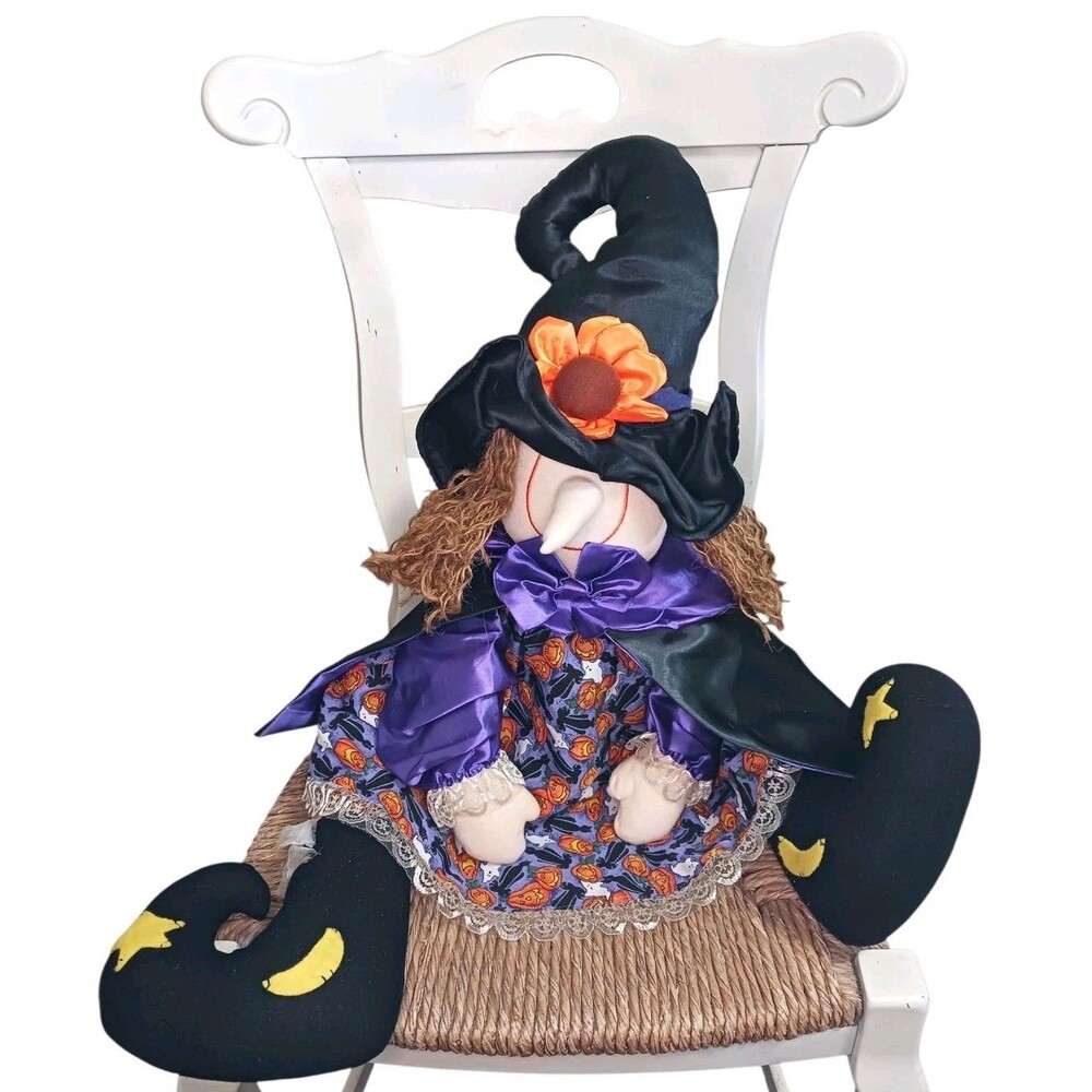 Vtg Y2K Halloween Decor Big 30" Smiling Witch Plush Doll Four Star Int Trading
